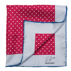 Burgundy and White Polka Dot Silk Pocket Square