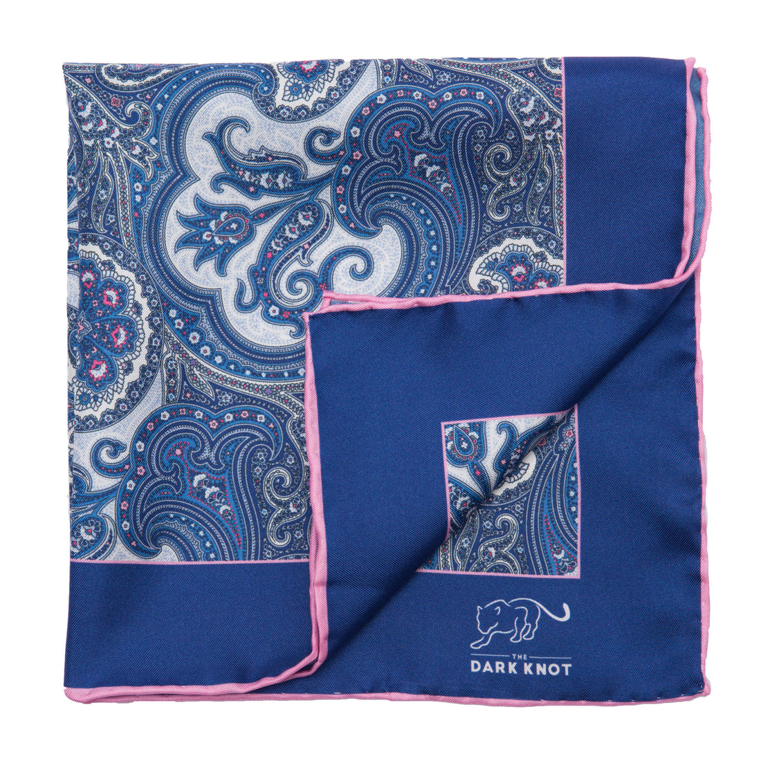 Blue & White Paisley Silk Pocket Square