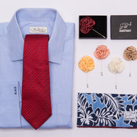 Silk Tie, Pocket Square and Lapel Flowers