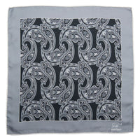 Black, Grey & White Silk Paisley Pocket Square