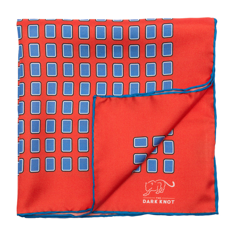 Red & Blue Squares Silk Pocket Square