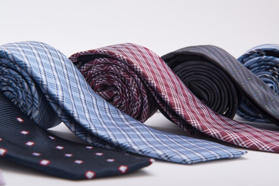 Wide Navy Blue & Red Twin Striped Silk Tie, In stock!