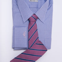 Wilton Stripes Silk Tie, Pinkish Red / Navy