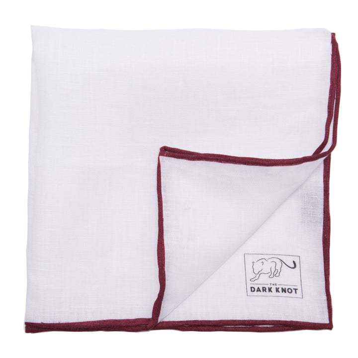 White Linen Pocket Square w/ hand rolled edges