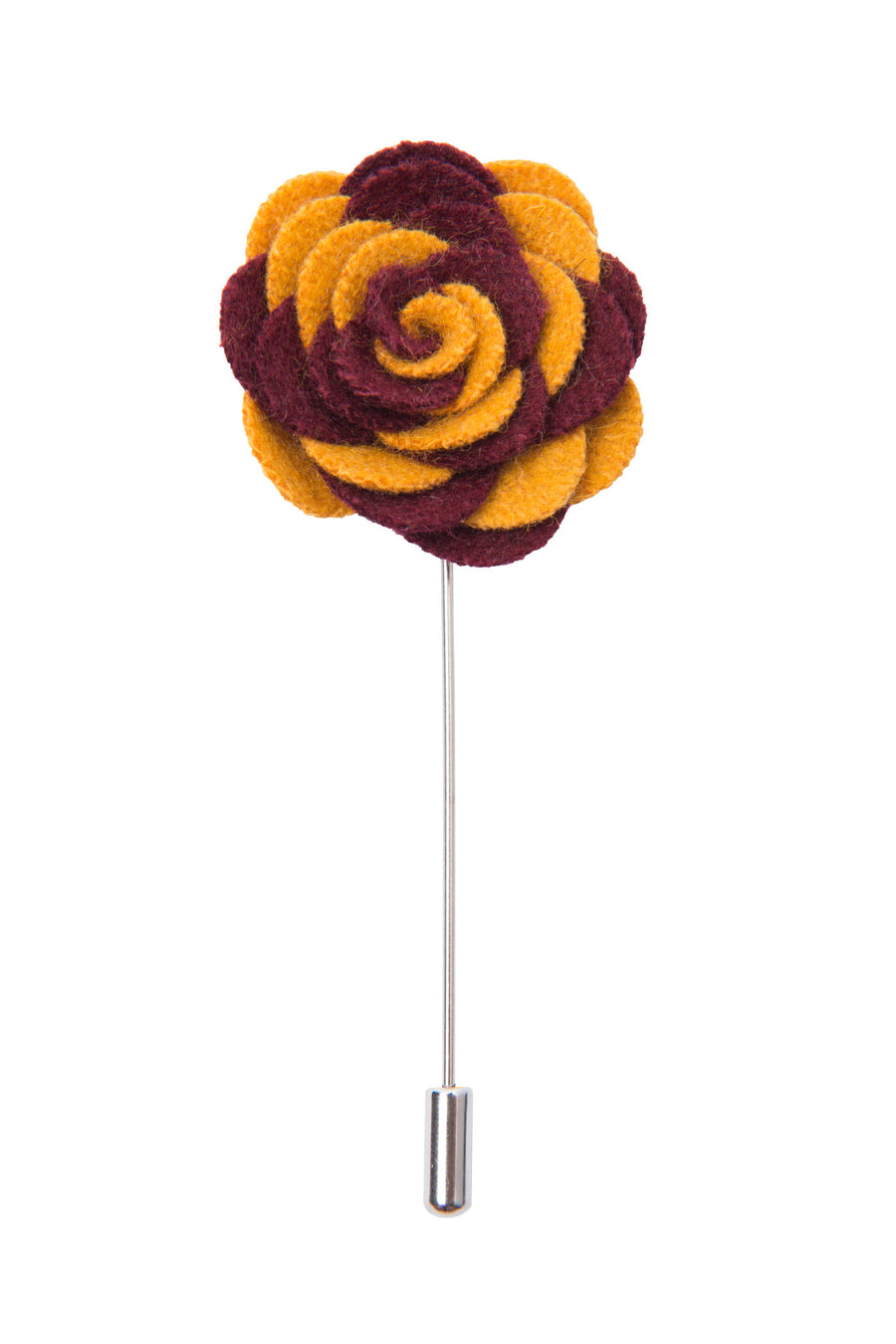 Burgundy and yellow lapel flower